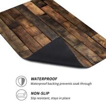 1 pieza Alfombra de silicona con patrón de grano de madera retro antideslizante para cocina de barro, impresión 3D rectangular, apta para sala de estar, dormitorio, pasillo, baño, lavandería - Alfombra de poliéster para decoración del hogar interior y exterior - FUCFD130 - Ver 7
