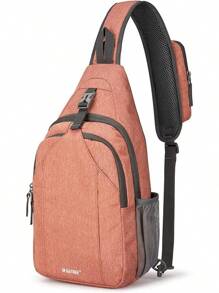 Mochila bandolera con bloqueo RFID, bandolera para senderismo, viajes - Naranja Claro - Ver 9