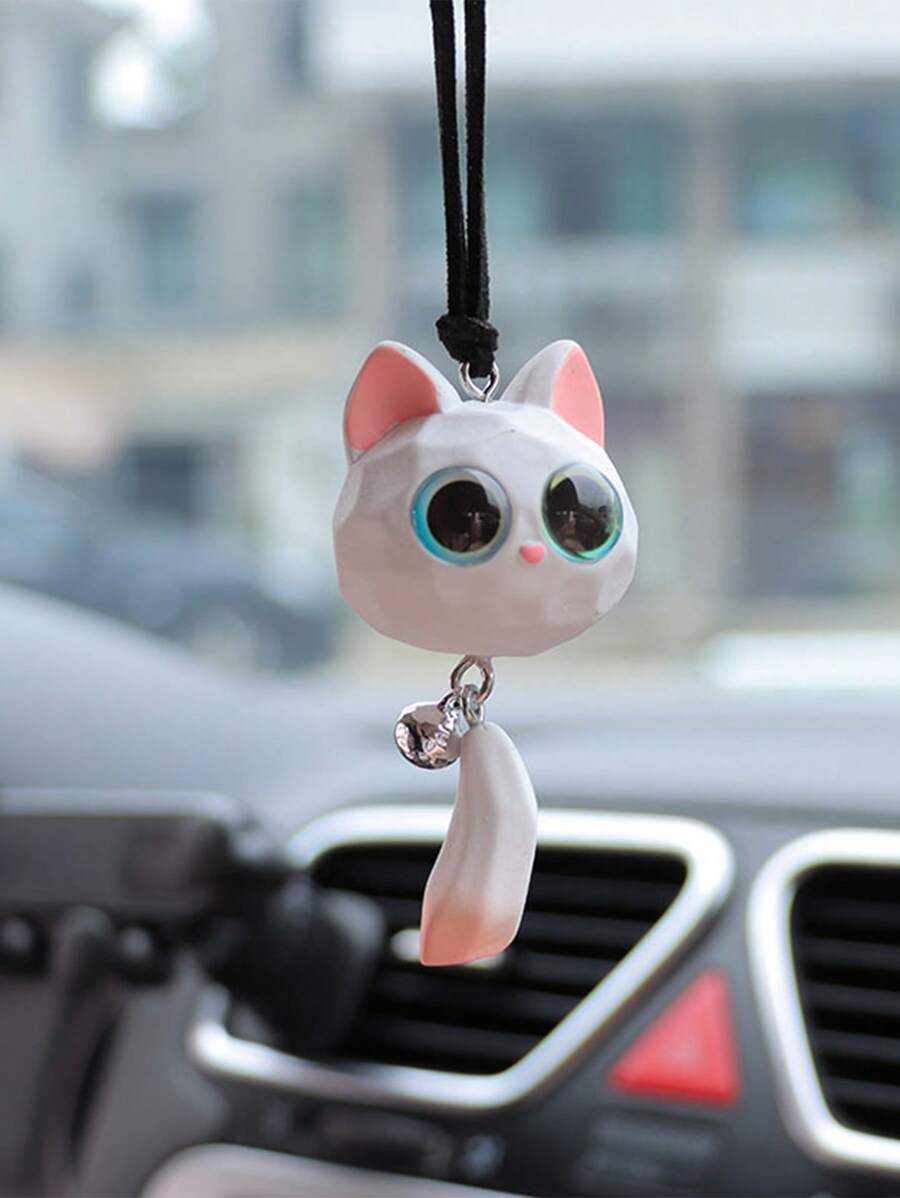 1pc Car Interior Pendant Bell Fox Car Rear View Mirror Hanging Decoration Car Interior Decoration - one-size - View 1