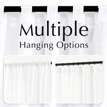 2 Pcs Polyester Linen Solid Color Rod Pocket Curtains Simple And Stylish Nordic Style Curtains Transparent Privacy Curtains For Bedroom And Living Room Use Lightweight Modern Minimalist Solid Color Decoration - 白色 - 查看 6