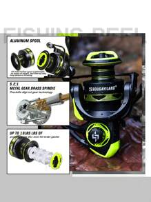 SOUGAYILANG Kit de Combo de Pesca: Caña de Spinning de 5 Secciones de Fibra de Vidrio y Carrete de Aluminio con Relación de Engranaje 5.2:1 - Carrete de Pesca Intercambiable Derecha/Izquierda con Kit de Accesorios de Pesca (Especificación de Línea de Pesca Aleatoria)