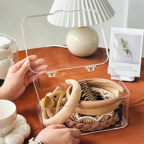 1pc Hairpin, Headband, Phone Case, Storage Box Headband Grab Clip Storage TransParent Dust Band Hair Claw Headband Hair Accessories Storage For Women Storage Organizer Travel Holiday Essential Fall Decor Autumn Halloween