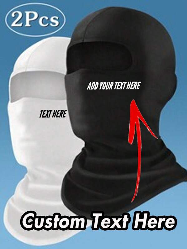 2pcs/1pc/3pcs Customized Balaclava Ski Mask, Balaclava Face Mask For Men And Women Skiing, Snowboarding, Motorcycle & UV Protection, Black And White Hat