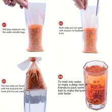 50pcs/100pcs Premium PVA Bags, Super Fast Dissolving, High-Quality Tackle & Bait Containment, White, Fishing Essentials, For Ultimate Fishing Experience