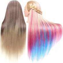 Mannequin Head 26 Inch Training Head Synthetic Fibre Beauty Doll Head Styling Head Hair Braiding Head Hairdresser Training Model Practice Head Hair Mannequin