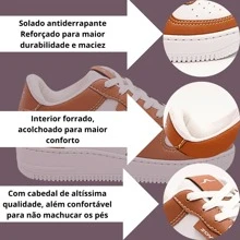 Men's Casual Caramel Leather Sneakers Everyday All Stitched Blogger 34 To 43 - 駝色 - 查看 3