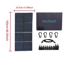100WPortable Outdoor Solar Power Panel; Mobile Phone; Fan; Storage Battery; For Outdoor Camping; Offshore Fishing; Mountaineering; RV - Grey - View 3