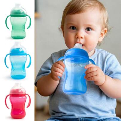 300ml Double Handle Spillproof Hard Beak Mug For Easy Grip - (1 Pack) 3.45oz (Approx. 98 G) - Baby Duckbill Cup With Dust Resistant Face Cap, Silicone Spout For Baby-Girl From 6 Months Old