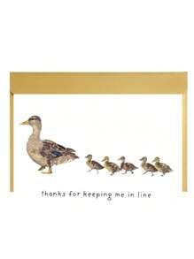 1pc Humorous Mother's Day Watercolor Duck Card With Envelope – "Thanks For Keeping Me In Line" – Adorable Duck Family Design, Perfect Thank You Gift For Mom From Son Or Daughter, Ideal For Mother's Day, Birthdays, Or Greetings - Multicolor - View 9