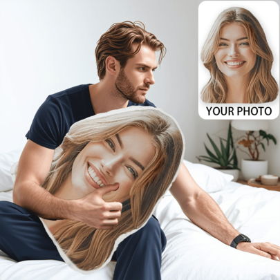 1pc DIY Customized Personalized Creative Pillow, Personalized Photo Human-Shaped Cushion, Unique Personalized Commemorative Gift, Exclusive Customized Gift For Couples, Surprise Gift For Boyfriend, Husband, Family; Suitable For Birthday, Valentine's Day, Anniversary, Christmas, Halloween, Thanksgiving Gift-Giving Occasions, Suitable As Toy Gift For Children