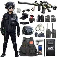 1 Stück/Set Polizei Kostüm, Spielzeug, Rollenspiel Spielzeug Requisiten Set, Kinderspielzeug, Soldaten Cosplay, Geschenk für Feiertage
