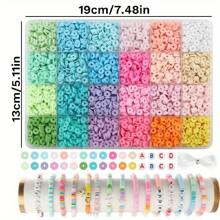 5200pcs Clay Beads Bracelet Kits, Friendship Bracelet Kits Flat Beads For Jewelry Making, Polymer Black Stone Bead Set Suitable For Bracelet Necklace DIY Craft Gift