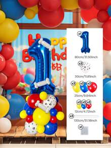 Set de 25 piezas que incluye: Globos con números del 0 al 9 de 32" en rojo/azul/dorado/rosa, Globos de látex con diseño de pata de perro de 12", Globos de látex mixtos de 10" en rojo, amarillo y azul, y Globos largos blancos con forma de hueso de perro. Adecuado para cumpleaños, aniversarios y eventos celebrativos. - Multicolor - Ver 49