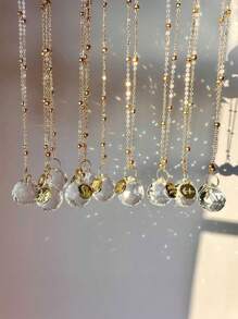 1pc 12 Zodiac Signs Crystal Hanging Sun Catcher, Gold Metal Chain Pendant Decoration, Car Sun Catcher For Window, Home, Office, Wedding Party, Garden Decoration Room Decors Wedding Decor Home Decors - Gold - View 3