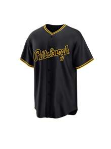 Men's Embroidery Baseball Jersey 30 Black Casual Short Sleeve V-Neck Button T-Shirts Party Sports Top