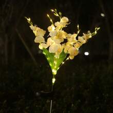 1 件太阳能蝴蝶兰精致花园装饰灯太阳能通道灯情侣礼物草坪灯适用于户外庭院花园草坪围栏车道装饰，无遥控器，塑料灯罩，太阳能节日草坪装饰