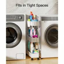 BTPipishell Bathroom Cart 2 Pack Slim Storage Cart Organizer With Hanging Cups And Hooks Rolling For Bathroom Laundry Room Kitchen Set Of 2 PIUC07WK2 - 白色1 - 查看 3