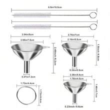 Metal Stainless Steel Funnel, Large Medium Small Funnel Set Of 3,  Mini Funnels For Kitchen Use Filling Bottles Flask Cooking, 2 Brushes - 3 Pcs Funnel Set - View 3