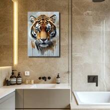 1pc Wrapped Framed Canvas Wall Art, Vintage Prints Poster, Tiger Wall, Home Living Room Bedroom Ofice Wall Decor, Birthday Party Decor, Hanging Hardware Included - Framed, Vertical - Framed Canvas - 查看 4