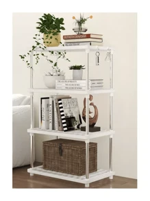 Estante de almacenamiento de 4 capas, plástico multifuncional, blanco