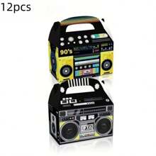 12 Confezioni di scatole regalo temi musica anni '80 '90, scatole per dolci, spuntino e regali per feste a tema, compleanno, vacanze, matrimoni, spiaggia, ritorno a scuola, decorazioni