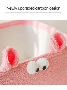 Cute Cartoon Plush Thickened Sheep Wool Storage Basket, For Snacks, Ornaments, Plush Toys, Multi-Purpose Basket With Handle, Perfect Gift For Girlfriend, Home Storage Assistant