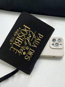 2pcs Black Linen Set With Metal Flower & Letter Graphic, Personalized Gift For Wedding Anniversary And Friend's Birthday; Women's Fashion Canvas Tote Bag With Button, Thick Linen Material, Suitable For Shopping