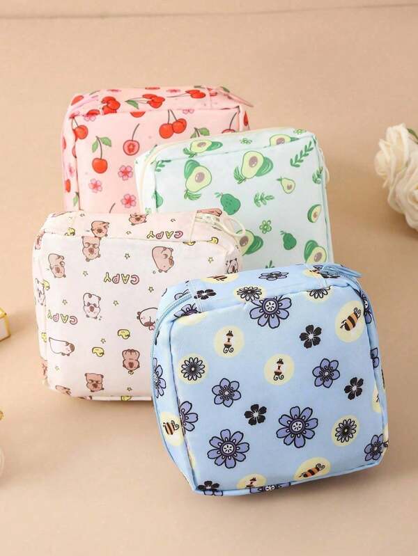 1 Piece Of Creative And Simple Storage Bag,Portable Storage Bag,Multifunctional Travel Waterproof Bag - Large Capacity, Waterproof, Women's Organizer Bag,Cosmetic Storage Bag, Ideal For Gift Giving,Essential Storage Bag For Students'back-To-School Trips.Minimalist Style, Waterproof Fabric For Storing Sanitary Pads, Panty Liners, And Tampons,Boho Vibes