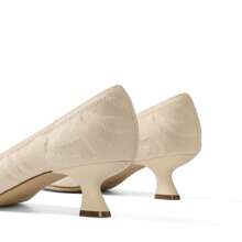 Women's Pointed Toe Kitten Heels Work Pumps Comfortable Knitted Closed Toe Dressy Wedding Shoes - 杏色 - 查看 6