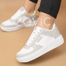Women's Casual Sneakers Men's Leather Everyday All Stitched Blogger 34 To 43 - 灰色 - 查看 4