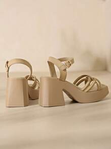 Thick Heel Sandals For Women, New Fashion Summer Casual Comfortable Waterproof Platform Cross Wedge High Heels, Versatile Luxurious Niche Elegant High Heel Sandals, Suitable For Wedding, Party, Beach, Office, Home