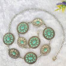 European & American Waist Chain Accessory For Dress, Vintage Metal Turquoise Gold/Silver Chain Waist Belt Body Chain For Women Summer