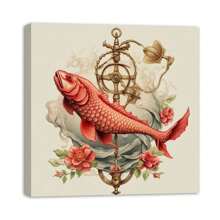 1 Piece Home Decor Wall Framed Canvas Fish Pattern Home Decor Framed Canvas Wall Art Paintings For Living Room - Canvas Framed Print Wall Artworks Bedroom Decoration Office Wall Decor