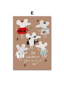 1 件鼠壳海马冰淇淋柠檬梨墙艺术复古海报和印刷品墙壁帆布画图片婴儿儿童房装饰无框架