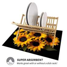 1pc Sunflower Pattern Printed Absorbent Mat, Home Decor, Suitable For Espresso Machine Countertop, Sink Drain, Faucet, Bathroom Vanity, Kitchen & Bathroom Accessories - FULSD283 - View 5