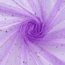 1pc Star & Moon Hexagonal Tulle Fabric, Handmade DIY Headpiece, Clothing, Dress, Flower Packaging, Soft Tulle