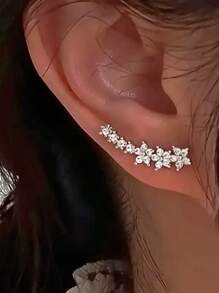 1 Paar Mode 925 Sterling Silber Kubikzirkonia Ohrstecker Party Schmuck als Muttertagsgeschenk Edler Schmuck
