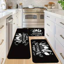 1pc/2pcs/3pcs Black & White Kitchen Mat - Crystal Velvet Material, Anti-Fouling Anti-Slip, Machine Washable, Suitable For Sink, Bedroom, Living Room And Dining Room - Multicolor - View 12