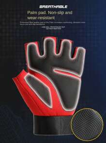 1 Pair Men's Half-Finger Outdoor Sports Cycling Gloves, Thickened & Anti-Slip Palms, For Training