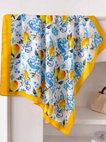 1 件女士柠檬图案时尚头巾，适合日常生活