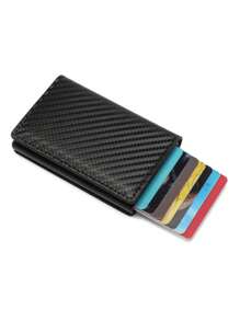 男士信用卡夹钱包男士 Rfid 智能 Meral 薄款弹出式简约钱包小号黑色钱包金属钱包正式/商务正式情人节创意 - 彩色 - 查看 5