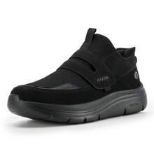 FitVille Women's Lightweight Walking Shoes Wide Fit Fashion Trainers Adjustable Comfortable Sneakers - Black - View 5