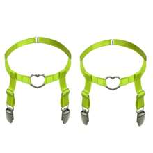 2 Pcs Adjustable Elastic Thigh Garter Belts Punk Gothic Heart Leg Garter With Metal Clip - Multicolor - View 9