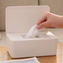 1pc Solid Color Minimalist Style Large Capacity Wet Wipe Box, Tissue Box For Storing Face Mask & Disposable Gloves
