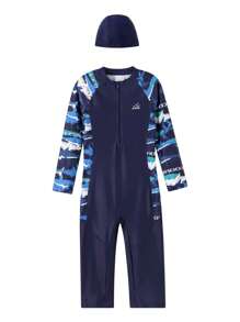 Annil Tween Girl Clothing Girls Boys Medium And Large Tween Girl Swimwear One-Piece Long Sleeve Suit Summer - Royal Blue - View 4