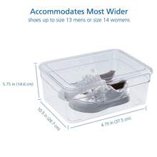 Clear Plastic Glossy Extra Wide Shoe Box With Lid, Adult Size, One Pair Size, One Tier