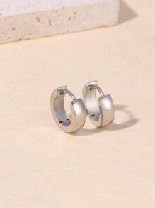 1 对简约时尚不锈钢耳环适合男士日常佩戴