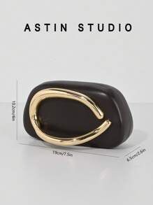 Women's Premium Metallic Leather Clutch Purse. Luxurious Fashion Metal Decor Evening Dress Bag For Party, Ball, Wedding, Special Occasions. Comes With Chain Strap. - Red - View 4