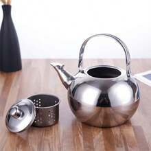 1pc, Stainless Steel Whistling Tea Kettle, Silver, With Built-In Tea Infuser Leak, Stovetop Tea Pot For Electric Magnetic & Gas Ranges, Household & Commercial Use - Multicolor - View 7