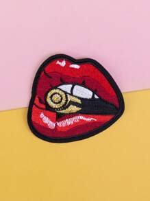 1 Pc Red Lips With Cigarette Patch, Iron-On Personalized DIY Clothing Accessory Embroidery Sewing Patch, Decorative Sticker For Garment, Shoes, Bags, Caps Summer, School - Multicolor - View 11